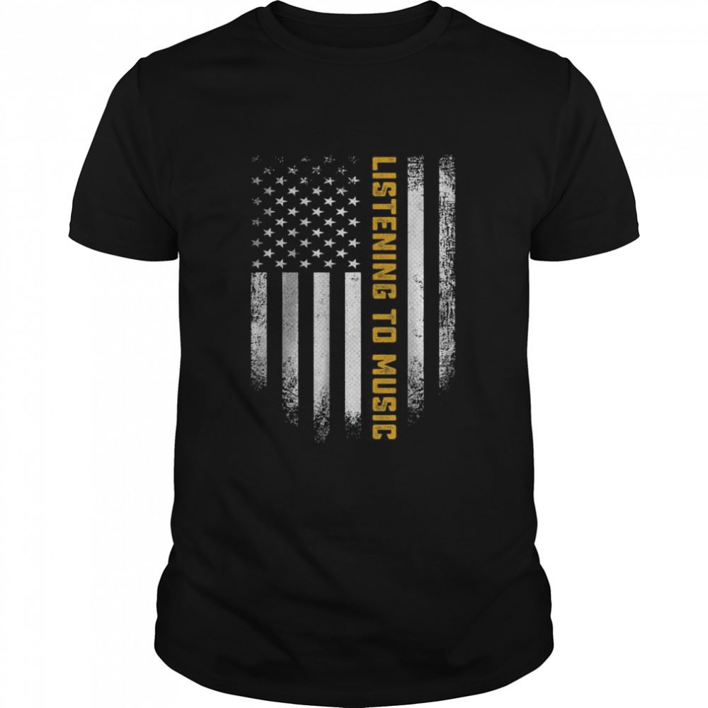 High Quality Vintage Usa American Flag Listening To Music Musicial T-shirt 