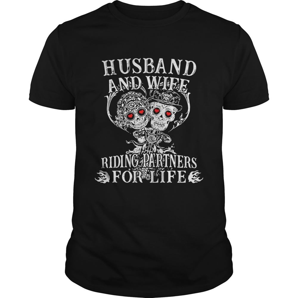 Happy Tattoo And Skull Husband And Wife Riding Partners For Life Shirt 